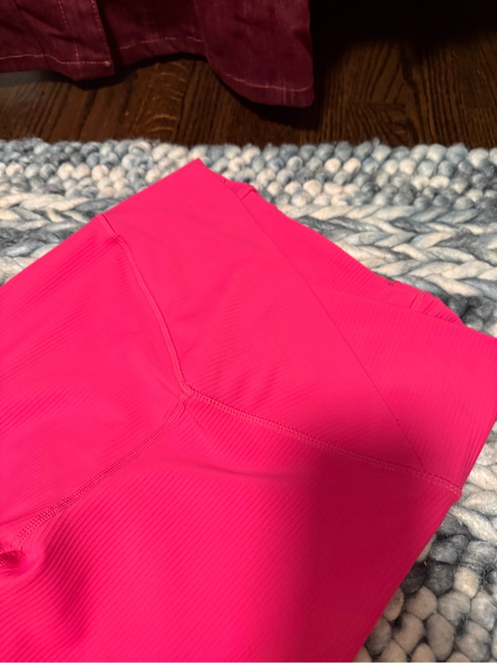 High-Rise Neon Pink Ribbed Leggings